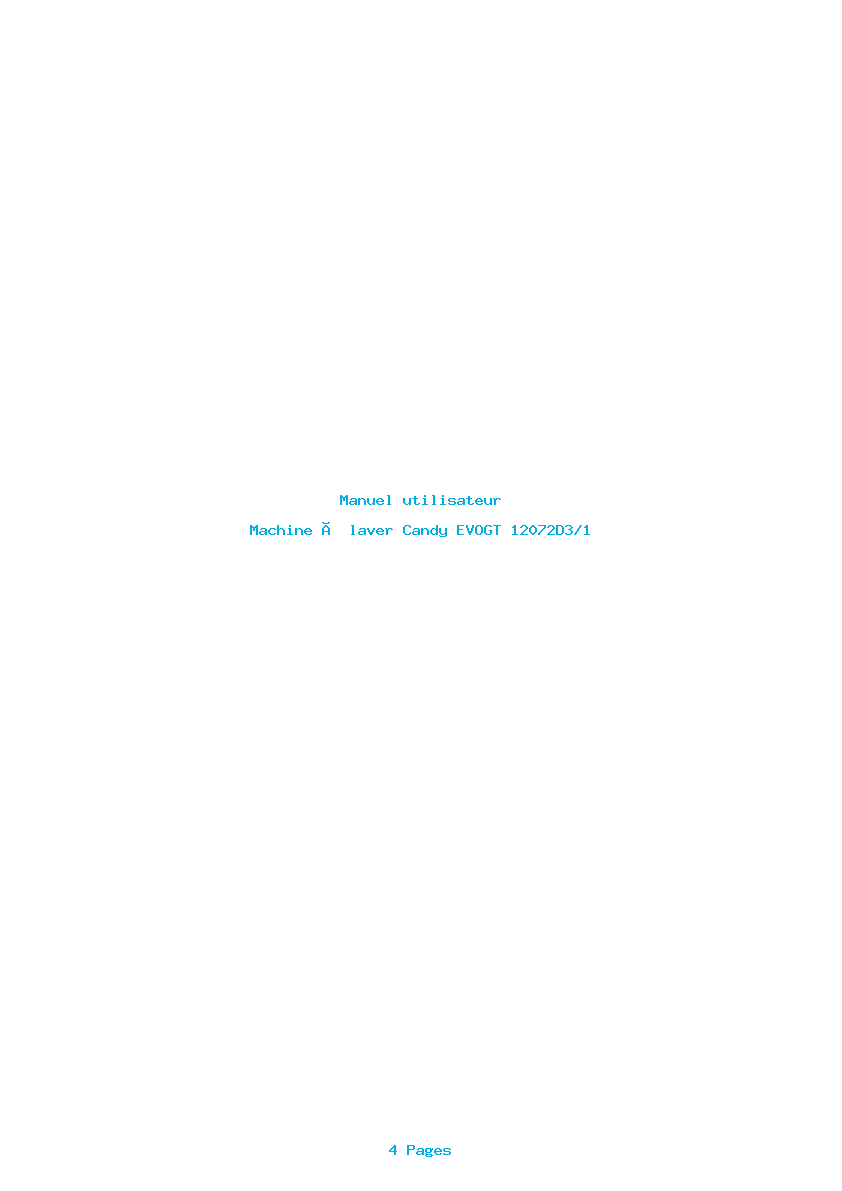 Page 1 de la notice Manuel utilisateur Candy EVOGT 12072D3/1