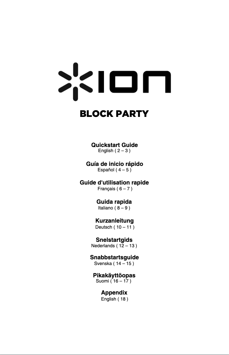 Page 1 de la notice Manuel utilisateur ION Block Party
