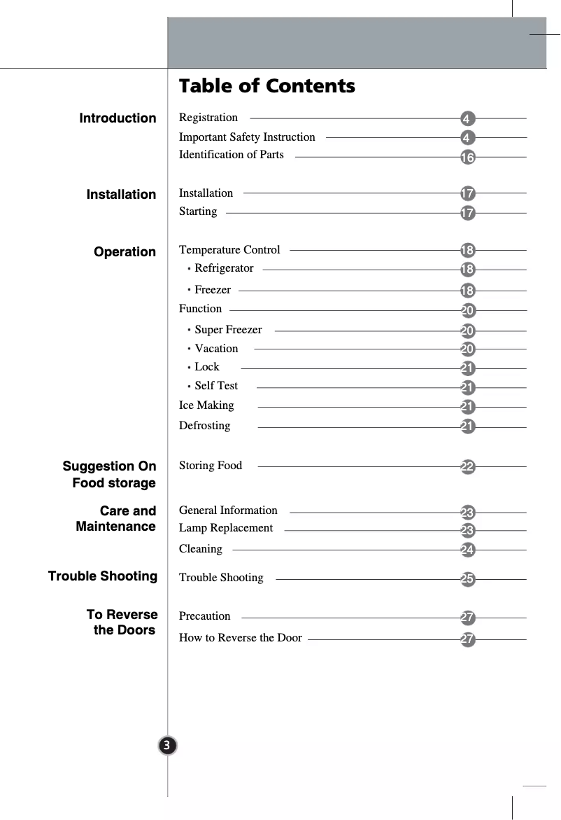 Page 1 de la notice Manuel utilisateur LG GR-3993EW