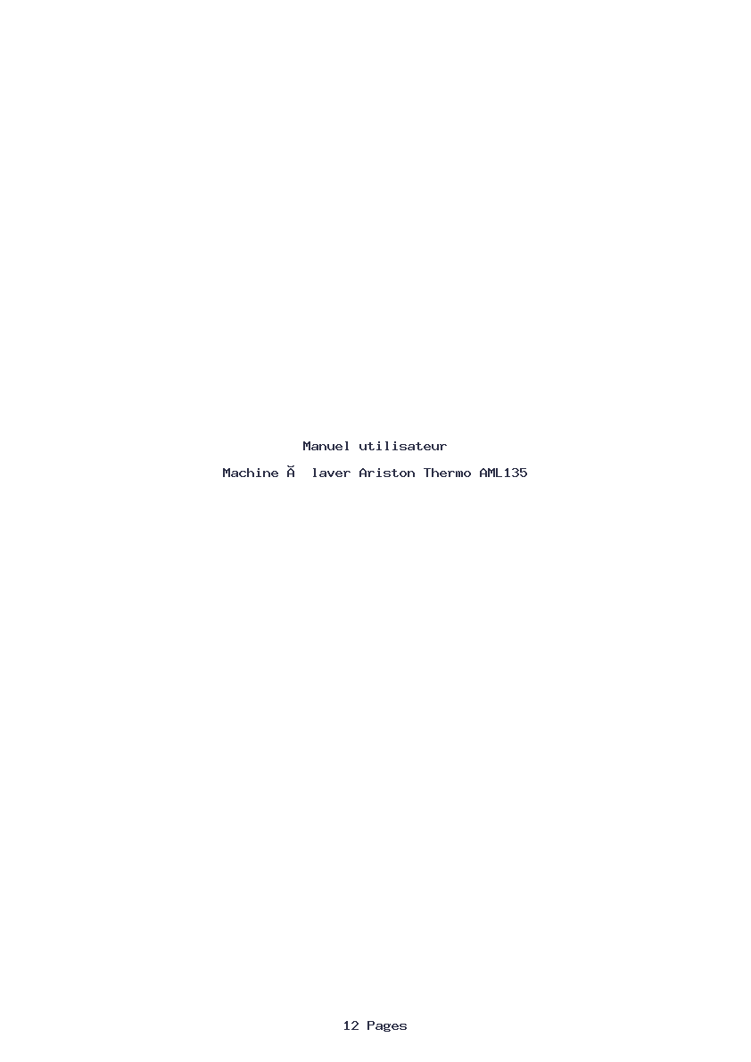 Page 1 de la notice Manuel utilisateur Ariston Thermo AML135
