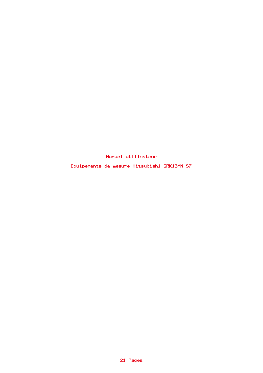 Page 1 de la notice Manuel utilisateur Mitsubishi SRK13YN-S7