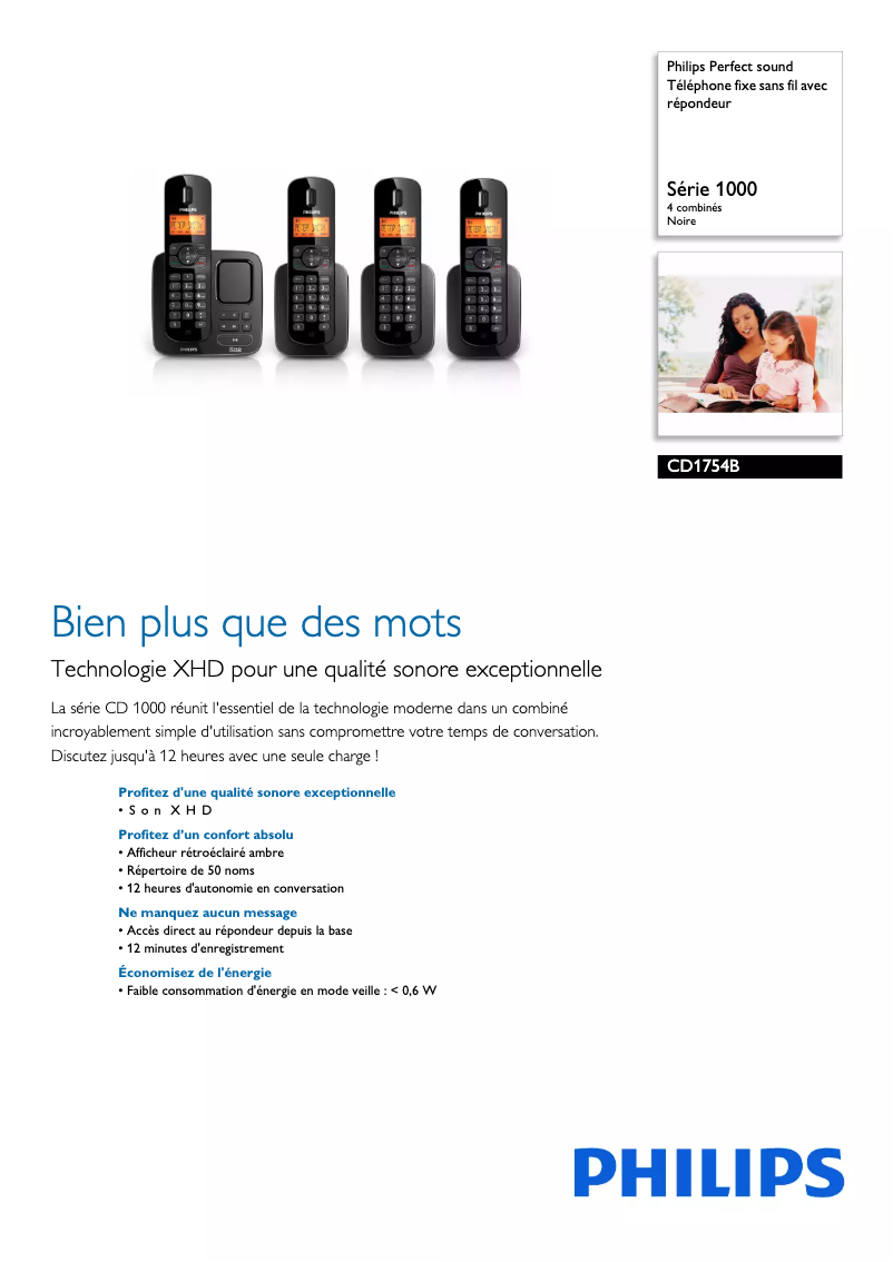 Página 1 del manual Ficha técnica Philips Perfect sound CD1754B