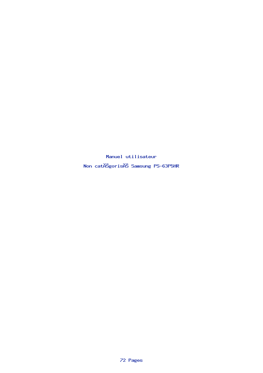 Page 1 de la notice Manuel utilisateur Samsung PS-63P5HR