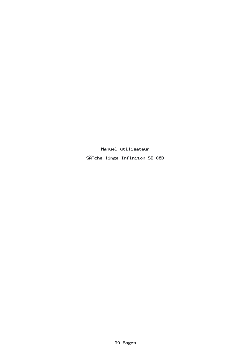 Page 1 de la notice Manuel utilisateur Infiniton SD-C8B