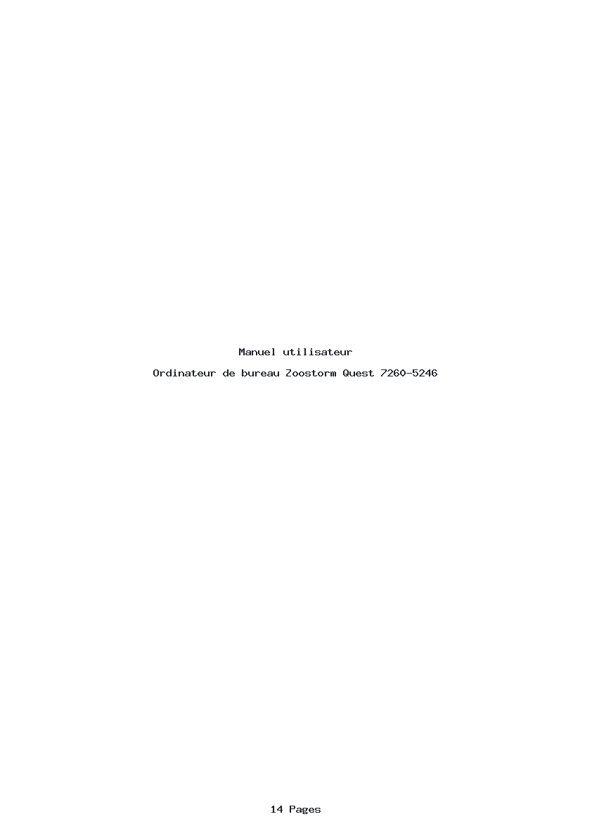 Page 1 de la notice Manuel utilisateur Zoostorm Quest 7260-5246