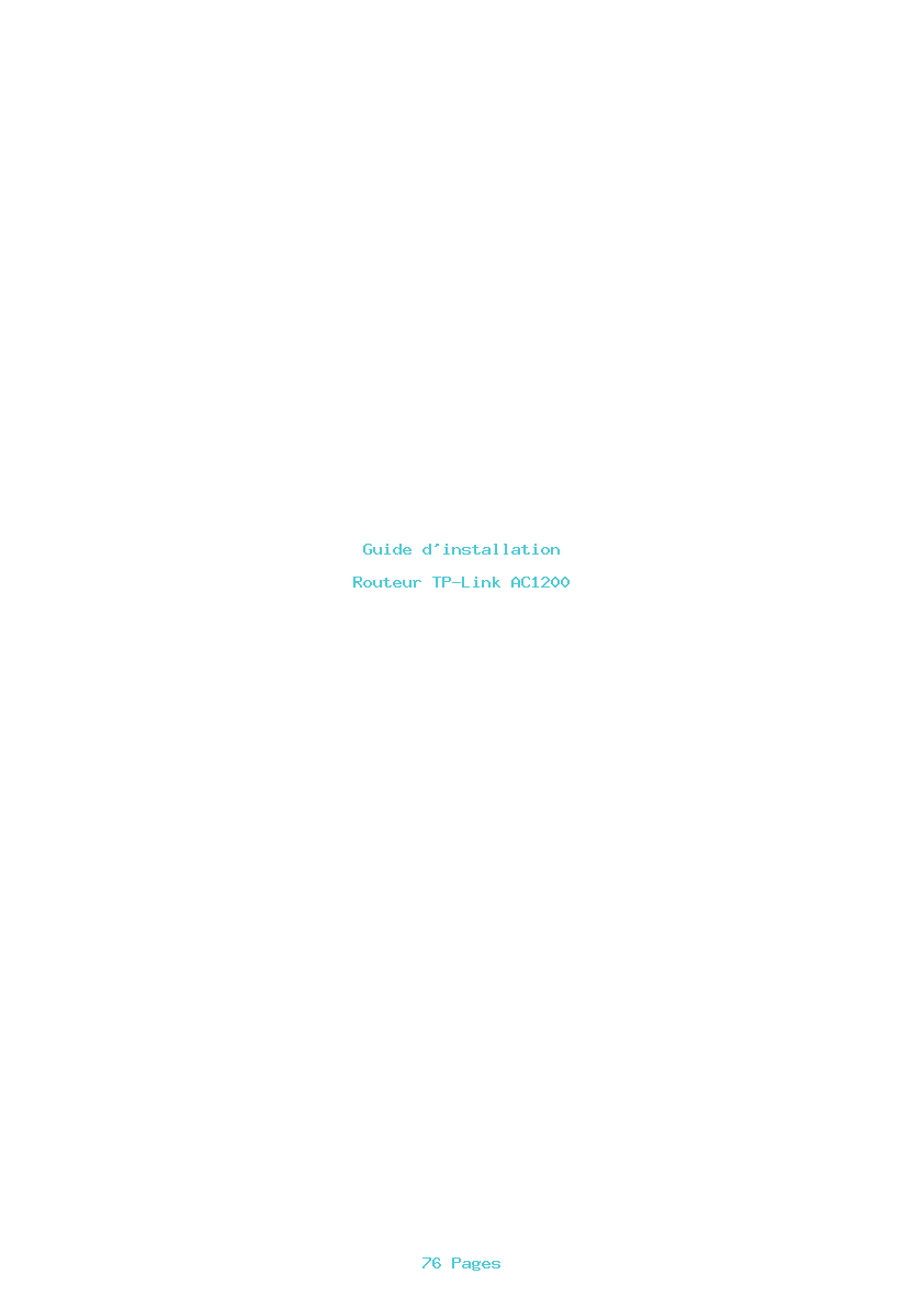 Page 1 de la notice Guide d'installation TP-Link AC1200