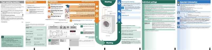Page 1 de la notice Manuel d'utilisation et d'entretien Siemens WM10E221EP