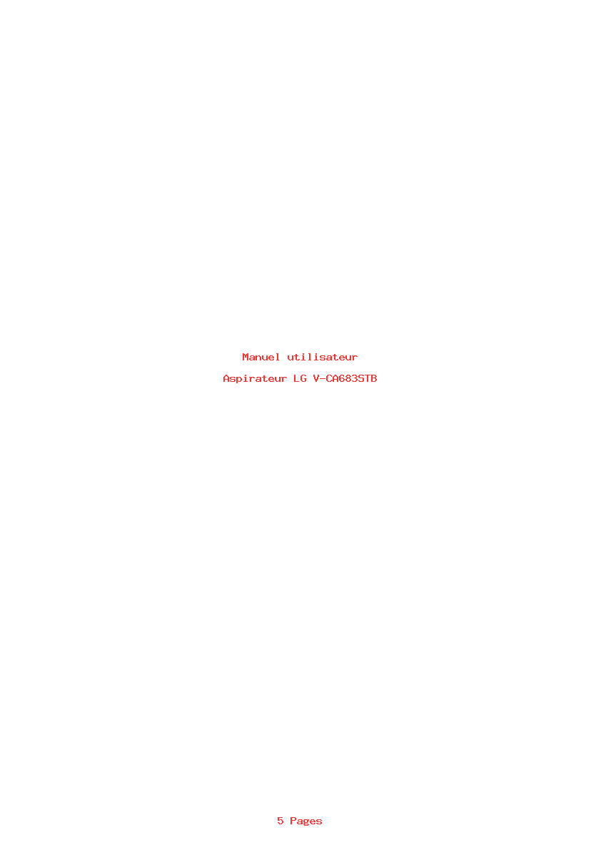 Page 1 de la notice Manuel utilisateur LG V-CA683STB