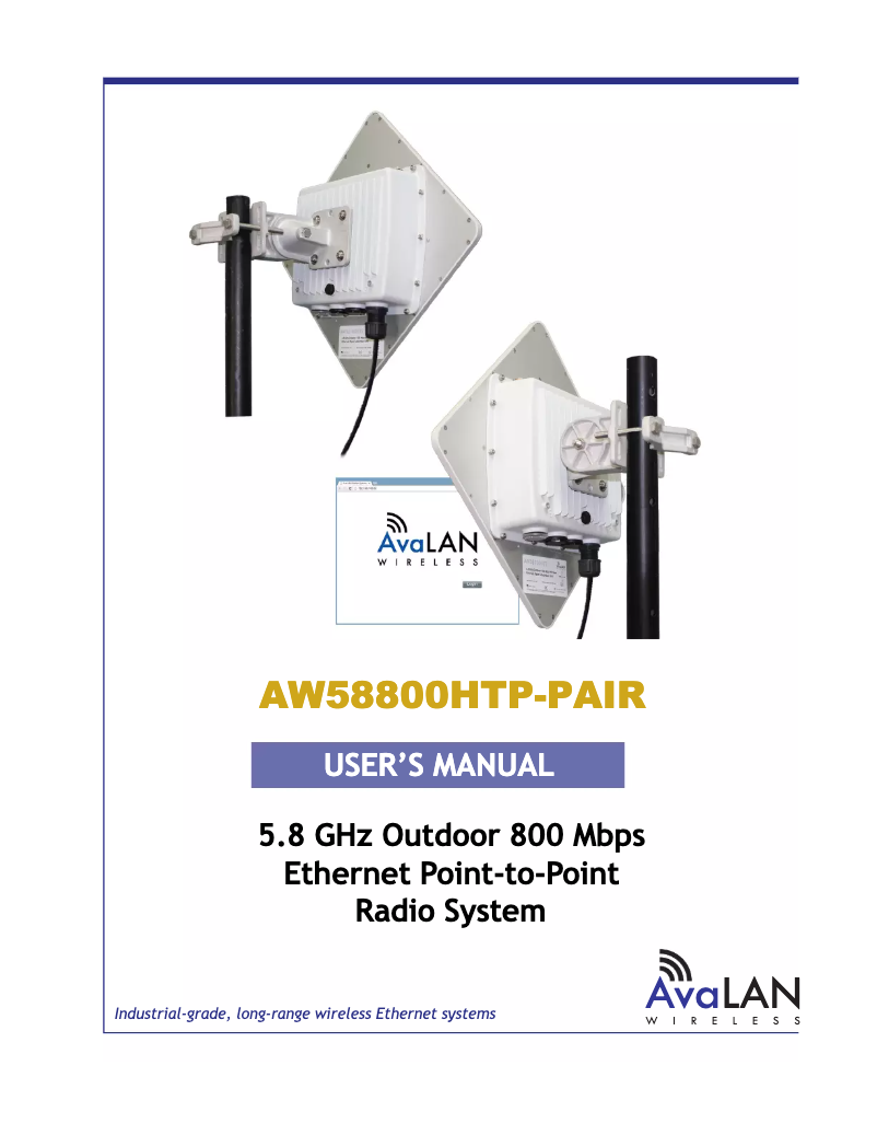 Page 1 de la notice Manuel utilisateur AvaLAN AW58800HTP