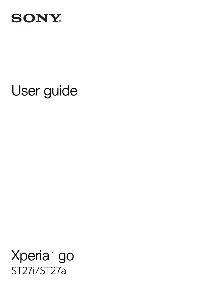 Image de la première page du manuel de l'appareil Xperia Go