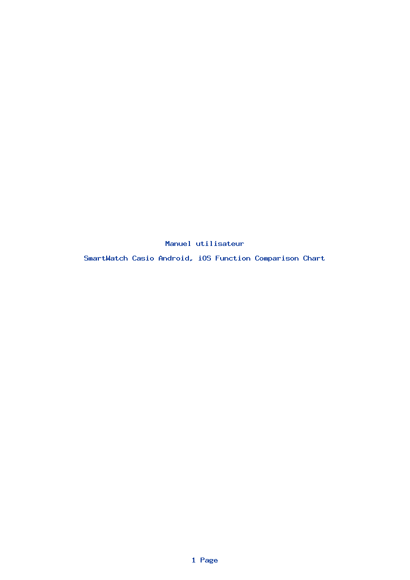 Page 1 de la notice Manuel utilisateur Casio Android, iOS Function Comparison Chart
