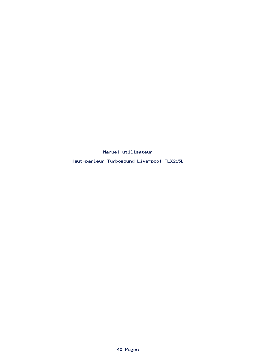 Page 1 de la notice Manuel utilisateur Turbosound Liverpool TLX215L