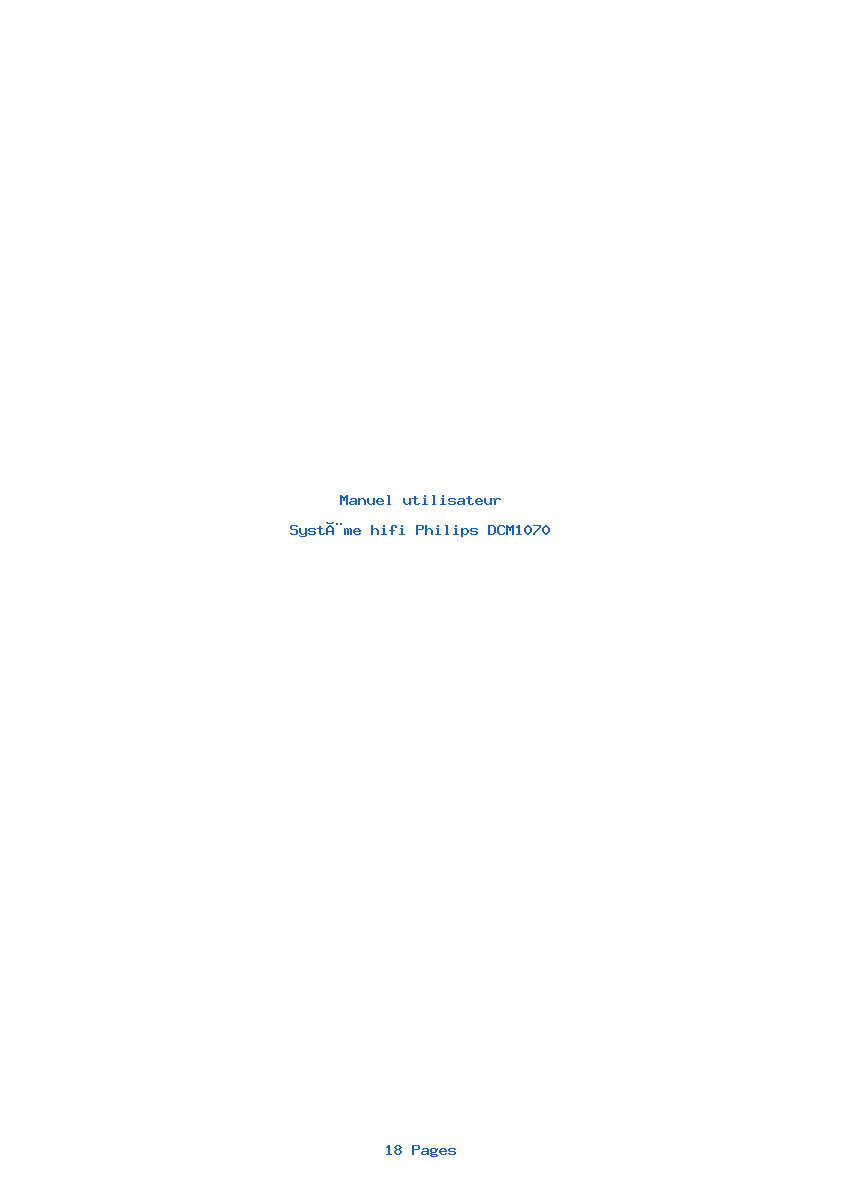 Page 1 de la notice Manuel utilisateur Philips DCM1070