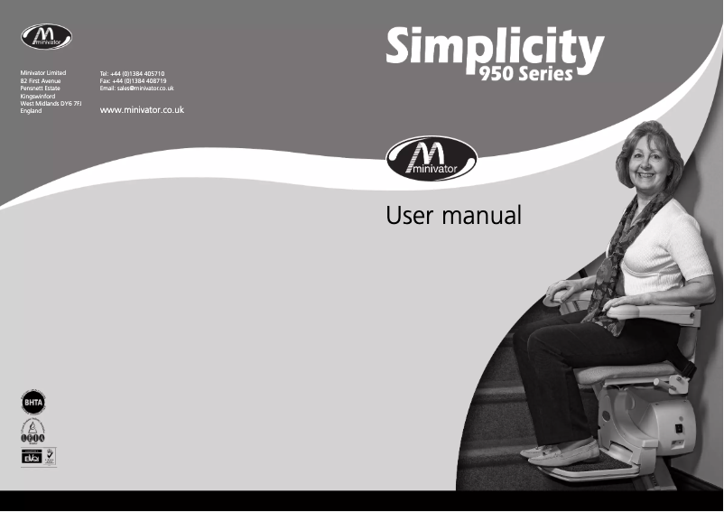 Page 1 de la notice Manuel utilisateur Minivator Simplicity 950