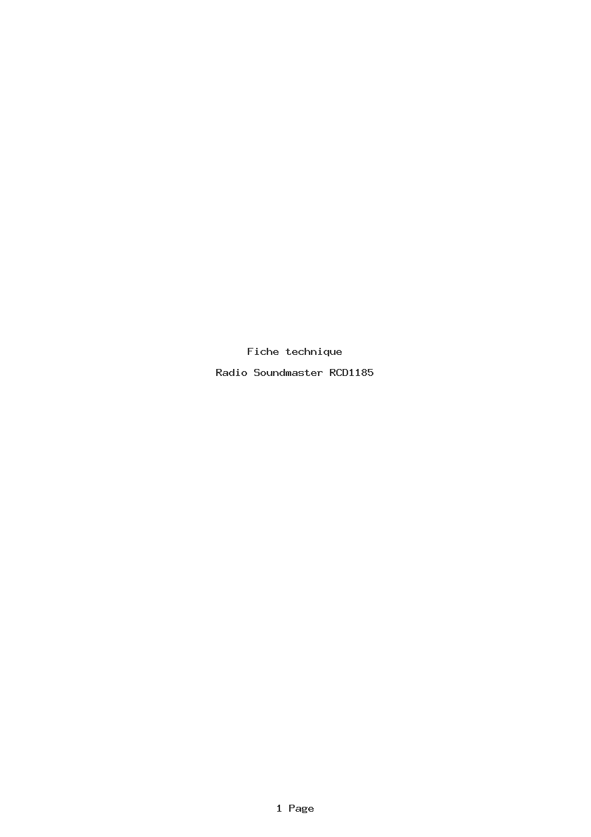 Page 1 de la notice Fiche technique Soundmaster RCD1185