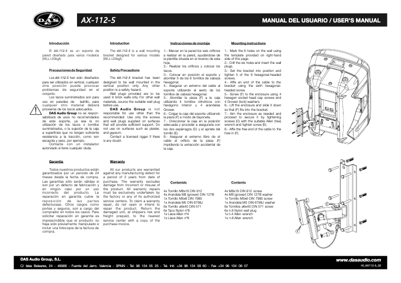 Page 1 of the manual User Manual DAS Audio AX-112-5