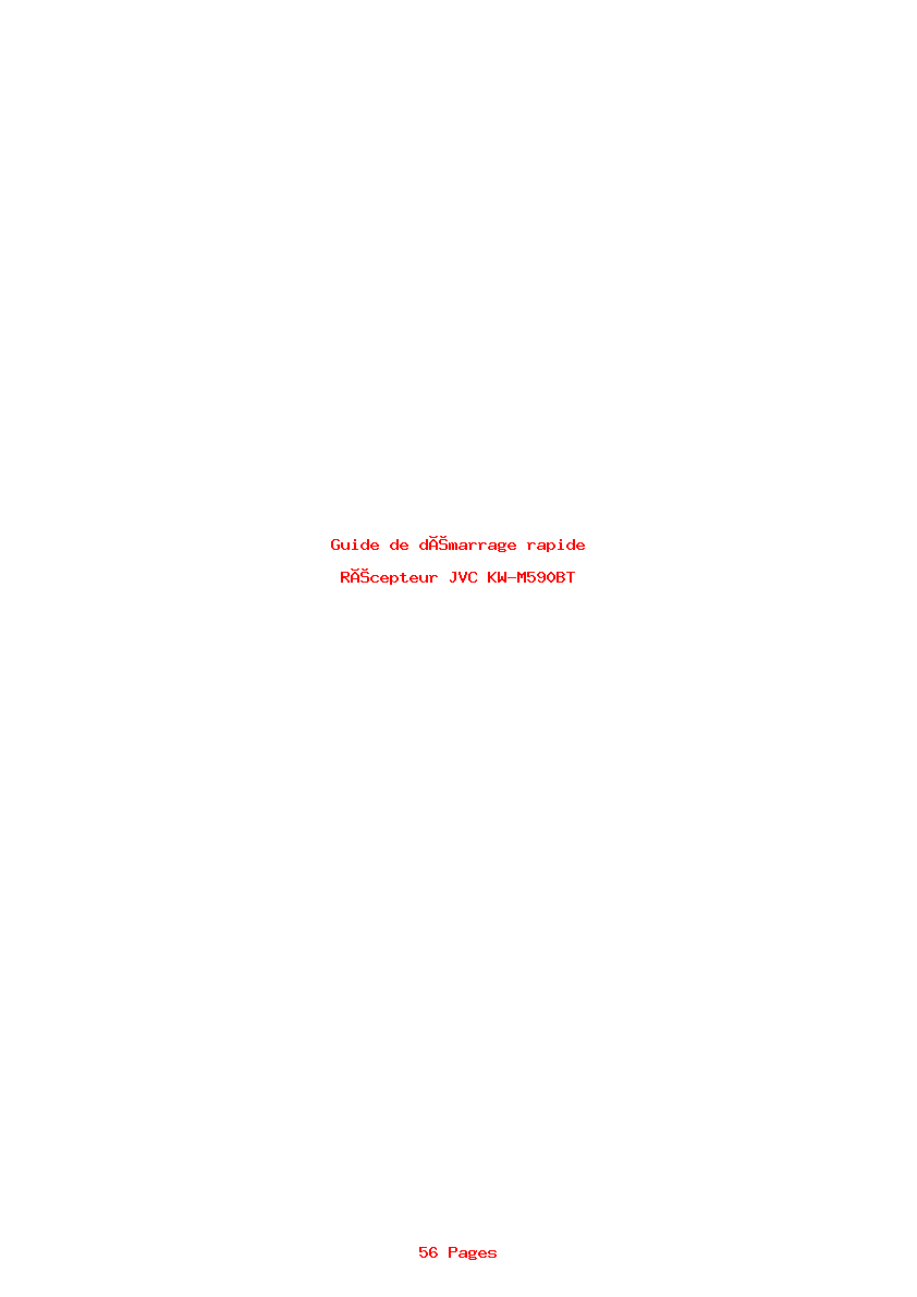 Page 1 de la notice Guide de démarrage rapide JVC KW-M590BT