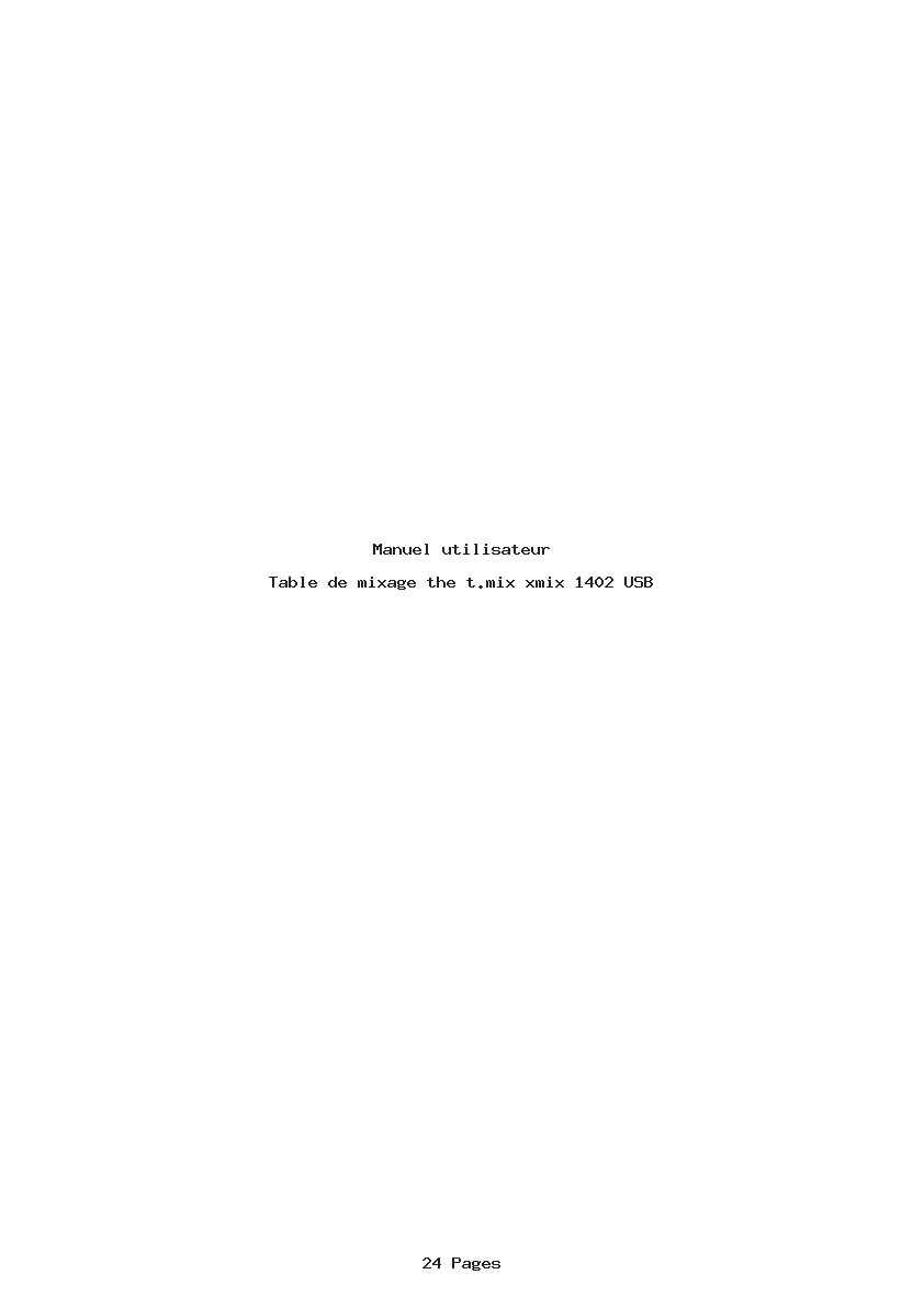Page 1 de la notice Manuel utilisateur the t.mix xmix 1402 USB
