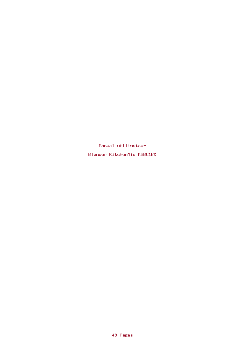 Page 1 de la notice Manuel utilisateur KitchenAid KSBC1B0