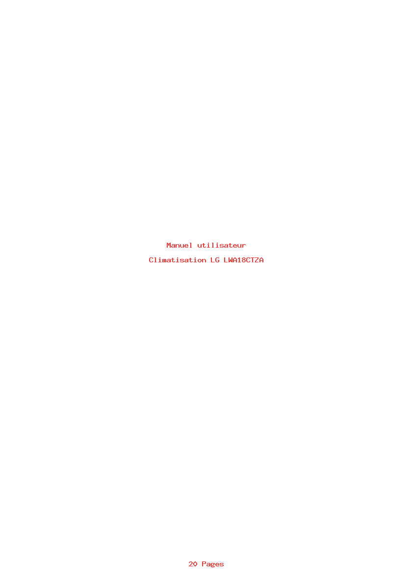 Image de la première page du manuel de l'appareil LWA18CTZA