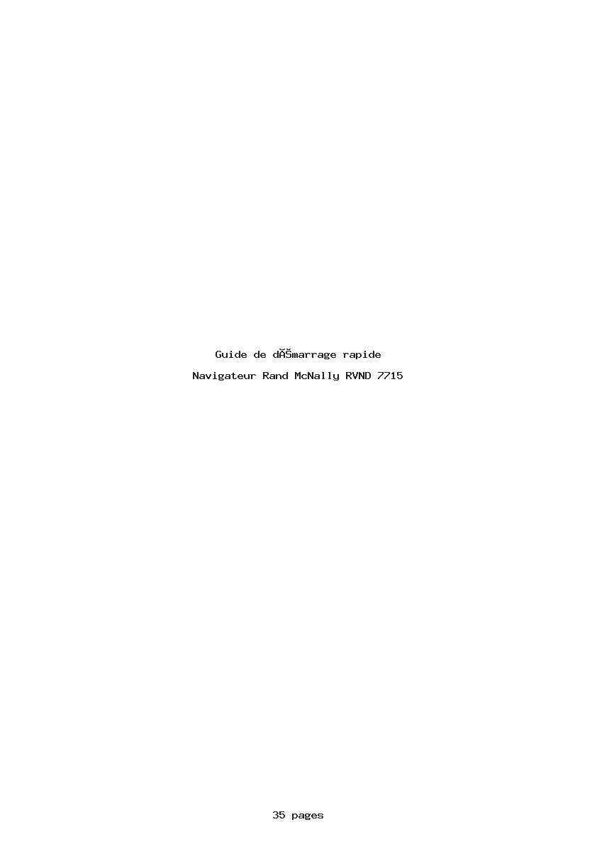 Page 1 de la notice Guide de démarrage rapide Rand McNally RVND 7715