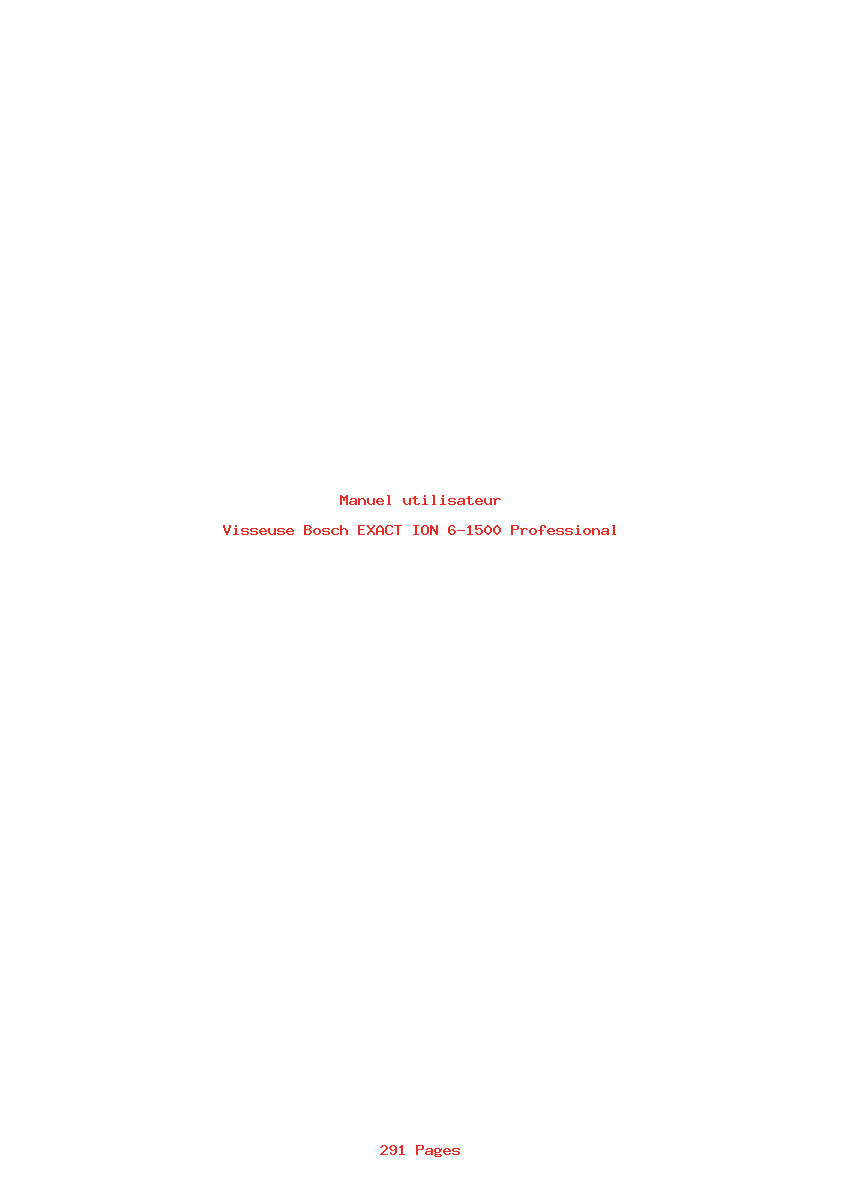 Page 1 de la notice Manuel utilisateur Bosch EXACT ION 6-1500 Professional