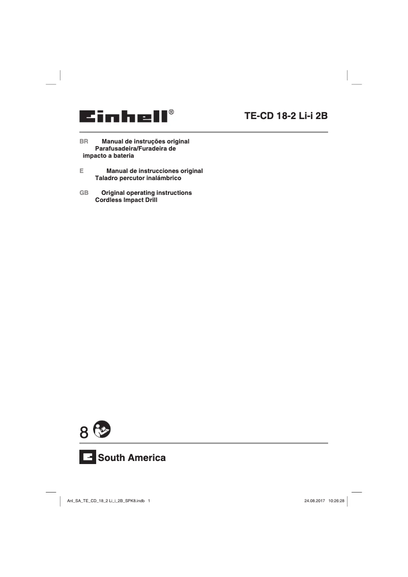 Page 1 de la notice Manuel utilisateur Einhell TE-CD 18-2 Li-i 2B