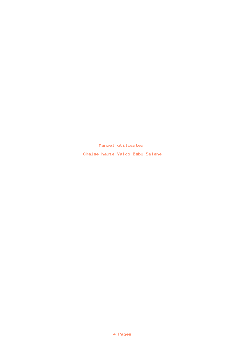 Page 1 de la notice Manuel utilisateur Valco Baby Selene