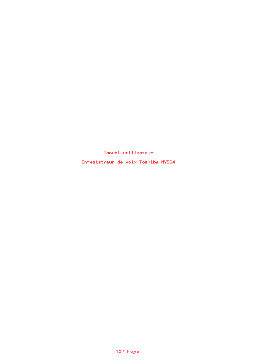 Page 1 de la notice Manuel utilisateur Toshiba NVS64