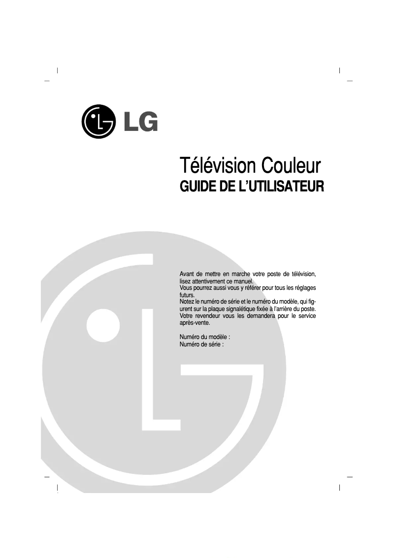 Page 1 de la notice Manuel utilisateur LG 29FS4RNX