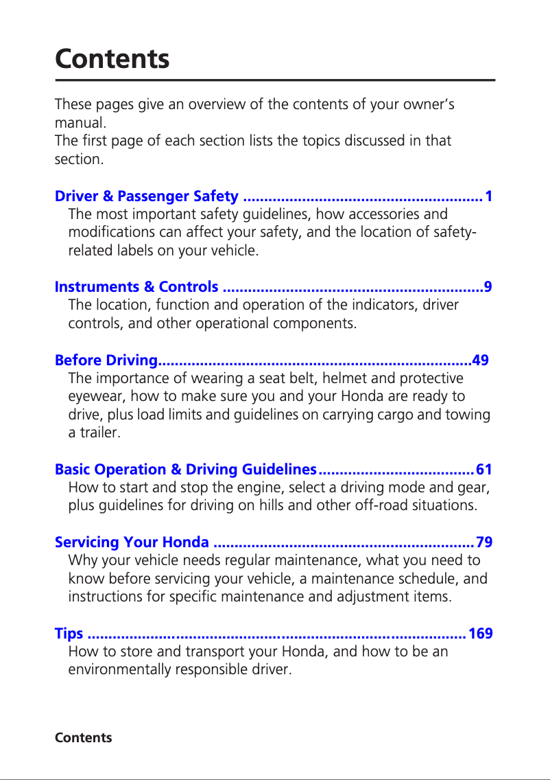 Page 1 de la notice Manuel utilisateur Honda Pioneer 500 (2015)