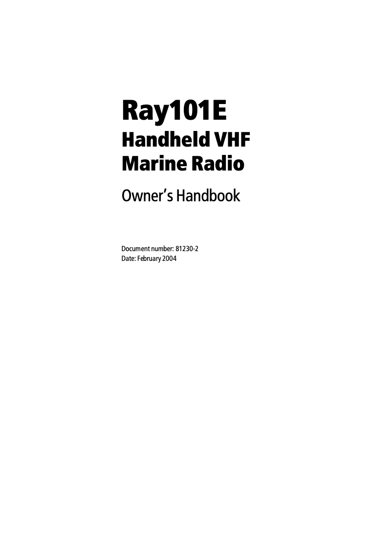 Page 1 de la notice Manuel utilisateur Raymarine Ray101E