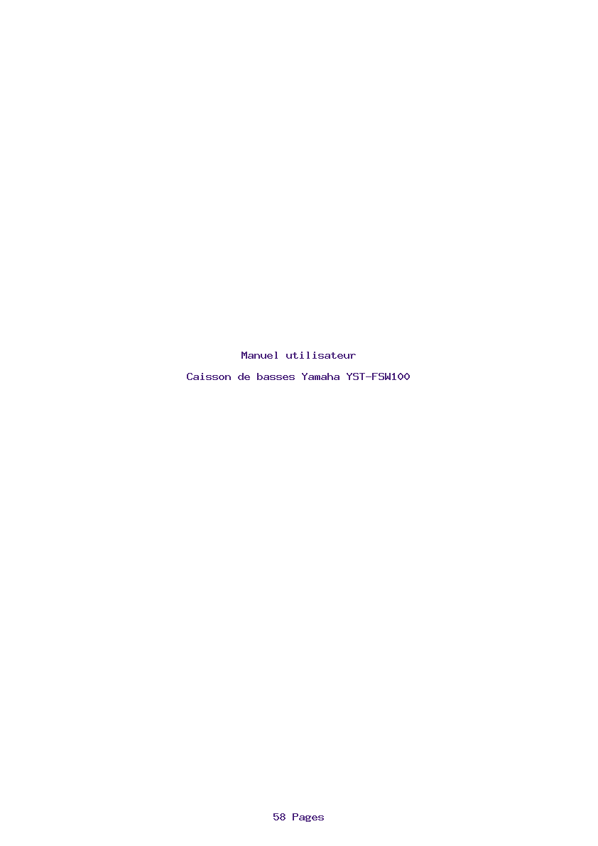 Page 1 de la notice Manuel utilisateur Yamaha YST-FSW100