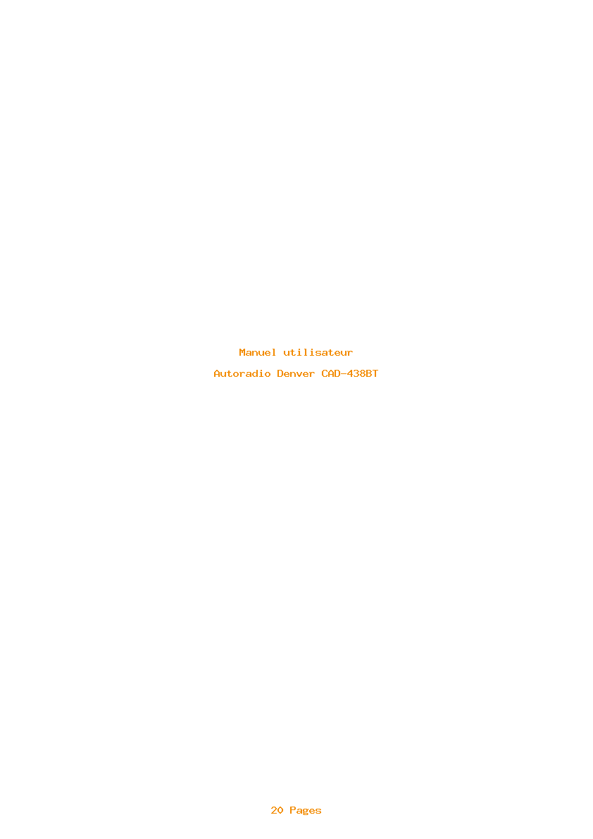 Page 1 de la notice Manuel utilisateur Denver CAD-438BT