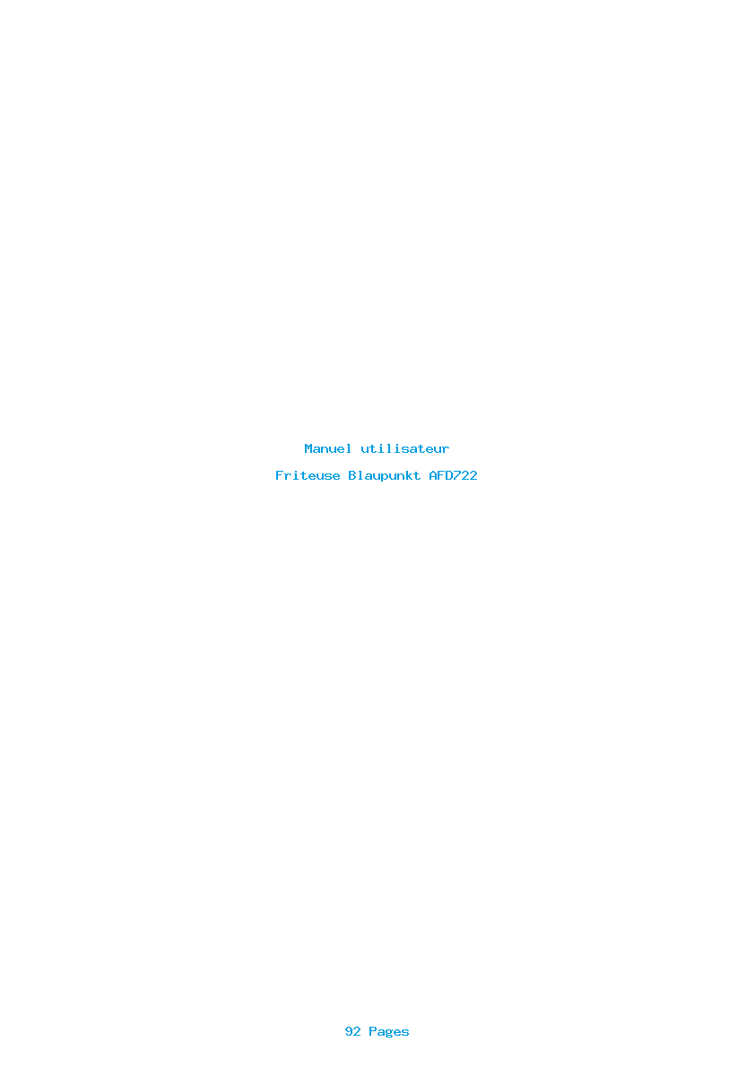 Page 1 de la notice Manuel utilisateur Blaupunkt AFD722