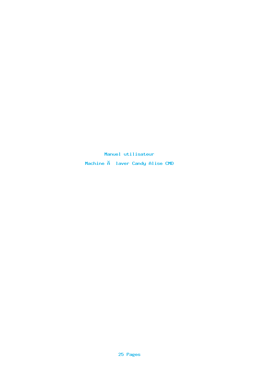 Page 1 de la notice Manuel utilisateur Candy Alise CMD
