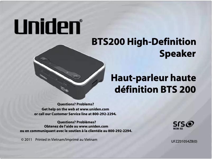 Página 1 del manual Manual de usuario Uniden BTS200