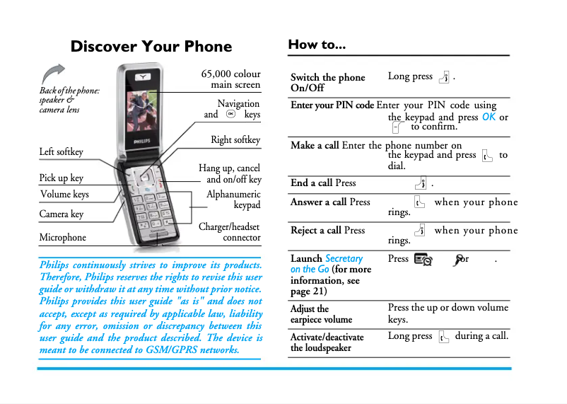 Page n°1 - Manuel utilisateur Philips Xenium 9@9e