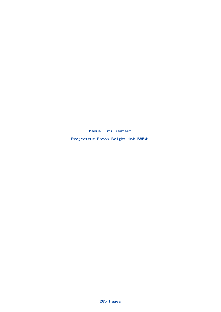 Page 1 de la notice Manuel utilisateur Epson BrightLink 585Wi