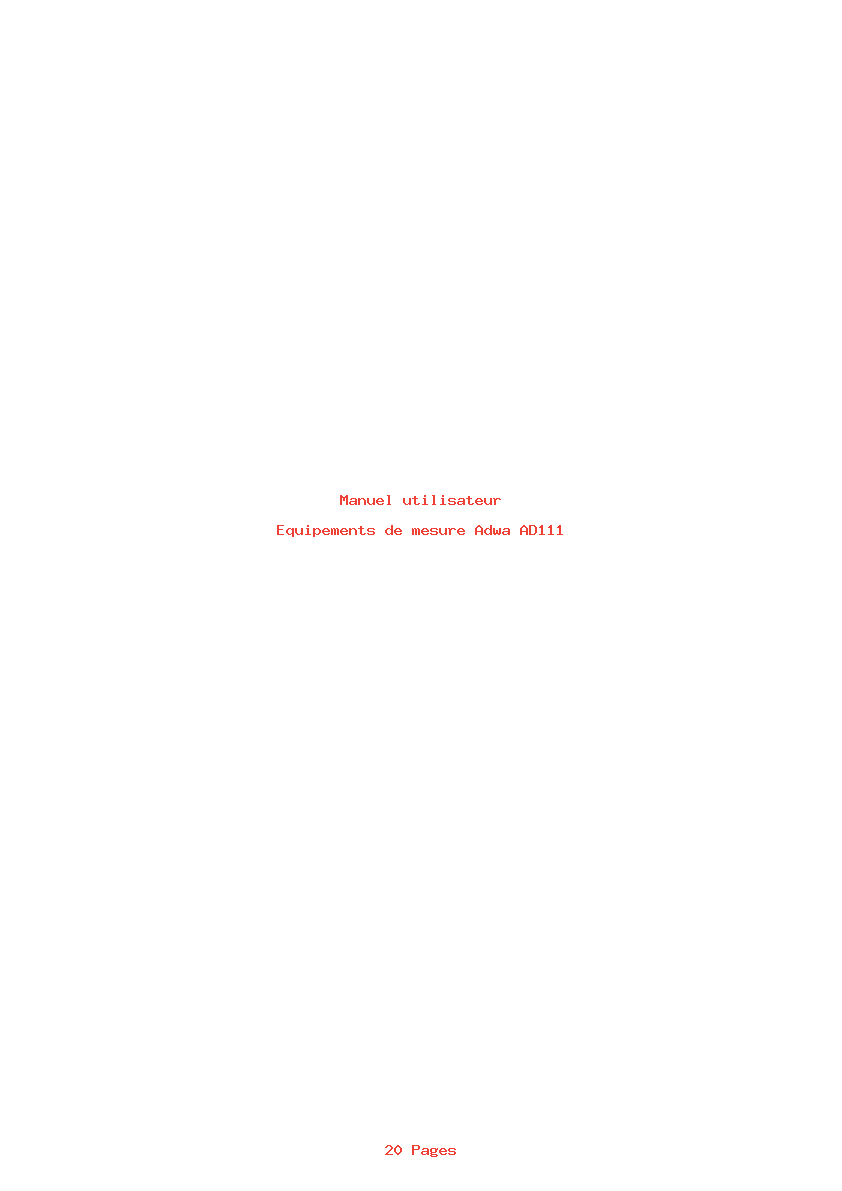Page 1 de la notice Manuel utilisateur Adwa AD111