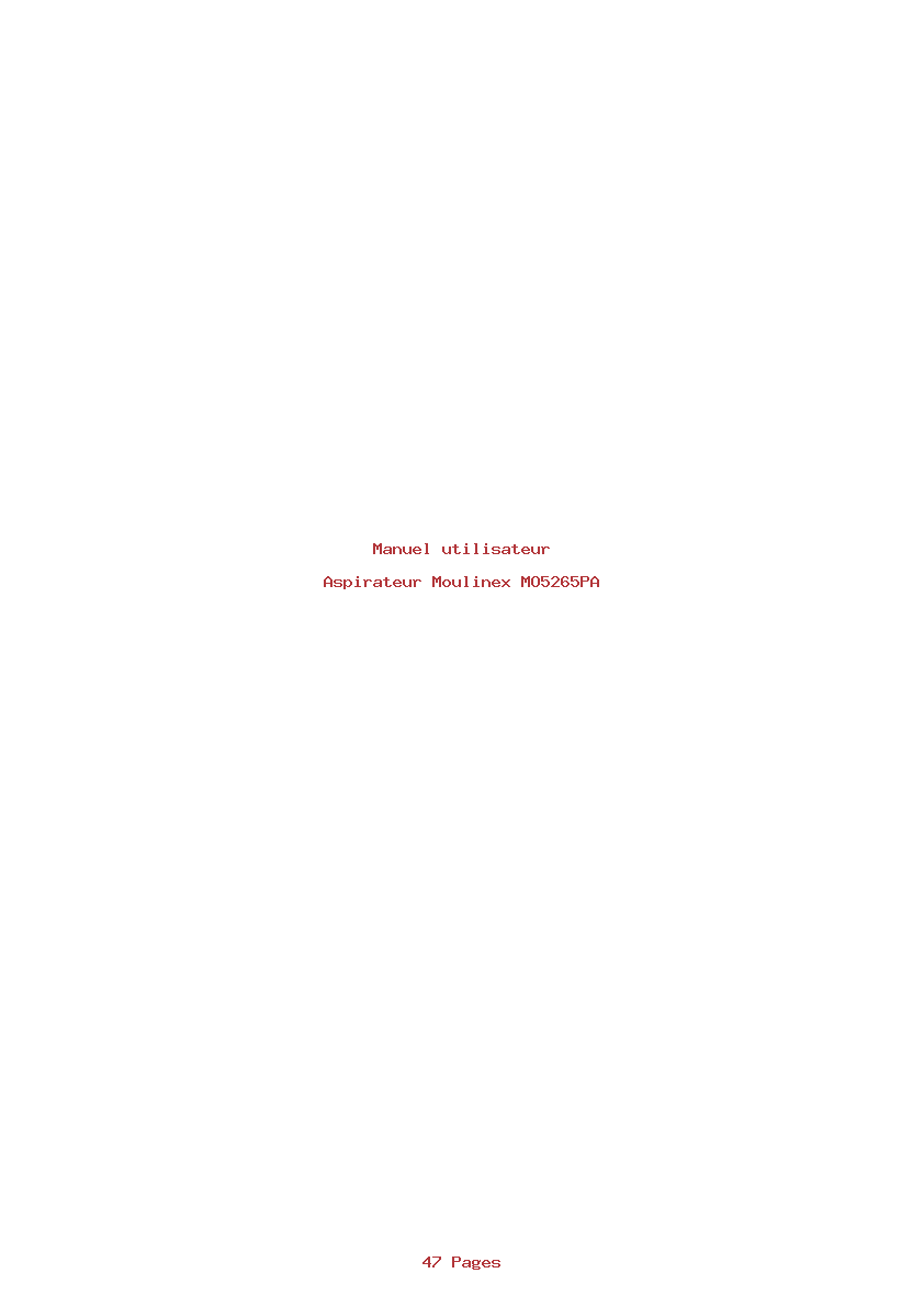 Page 1 de la notice Manuel utilisateur Moulinex MO5265PA