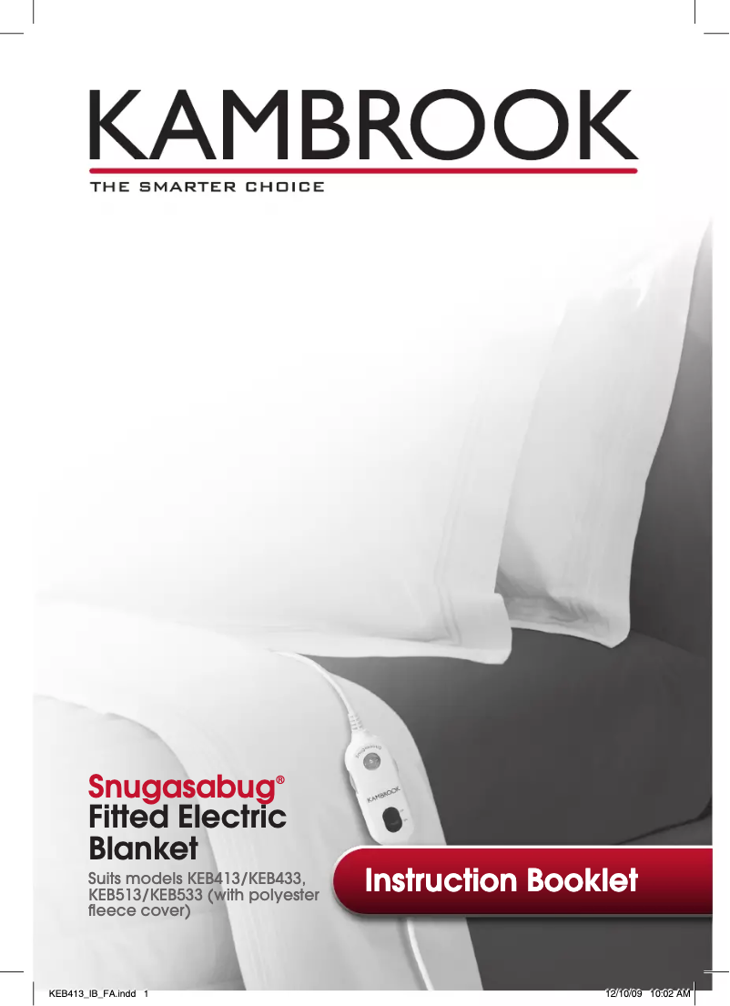 Page 1 de la notice Manuel utilisateur Kambrook Snugasabug Fitted KEB432