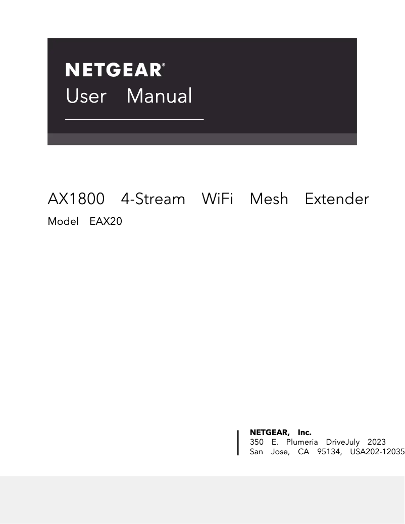 Page 1 de la notice Manuel utilisateur Netgear Nighthawk EAX20