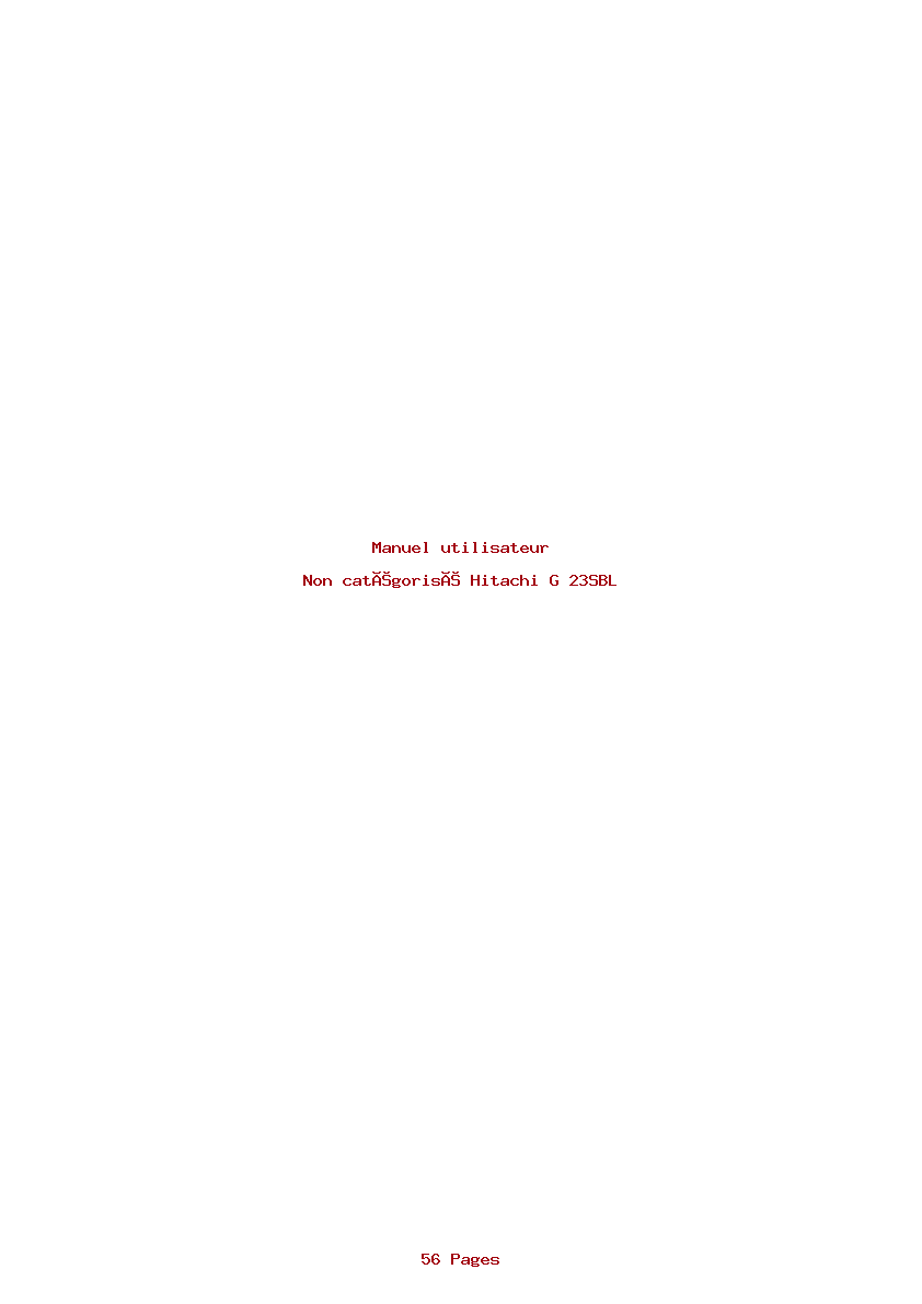 Page 1 de la notice Manuel utilisateur Hitachi G 23SBL