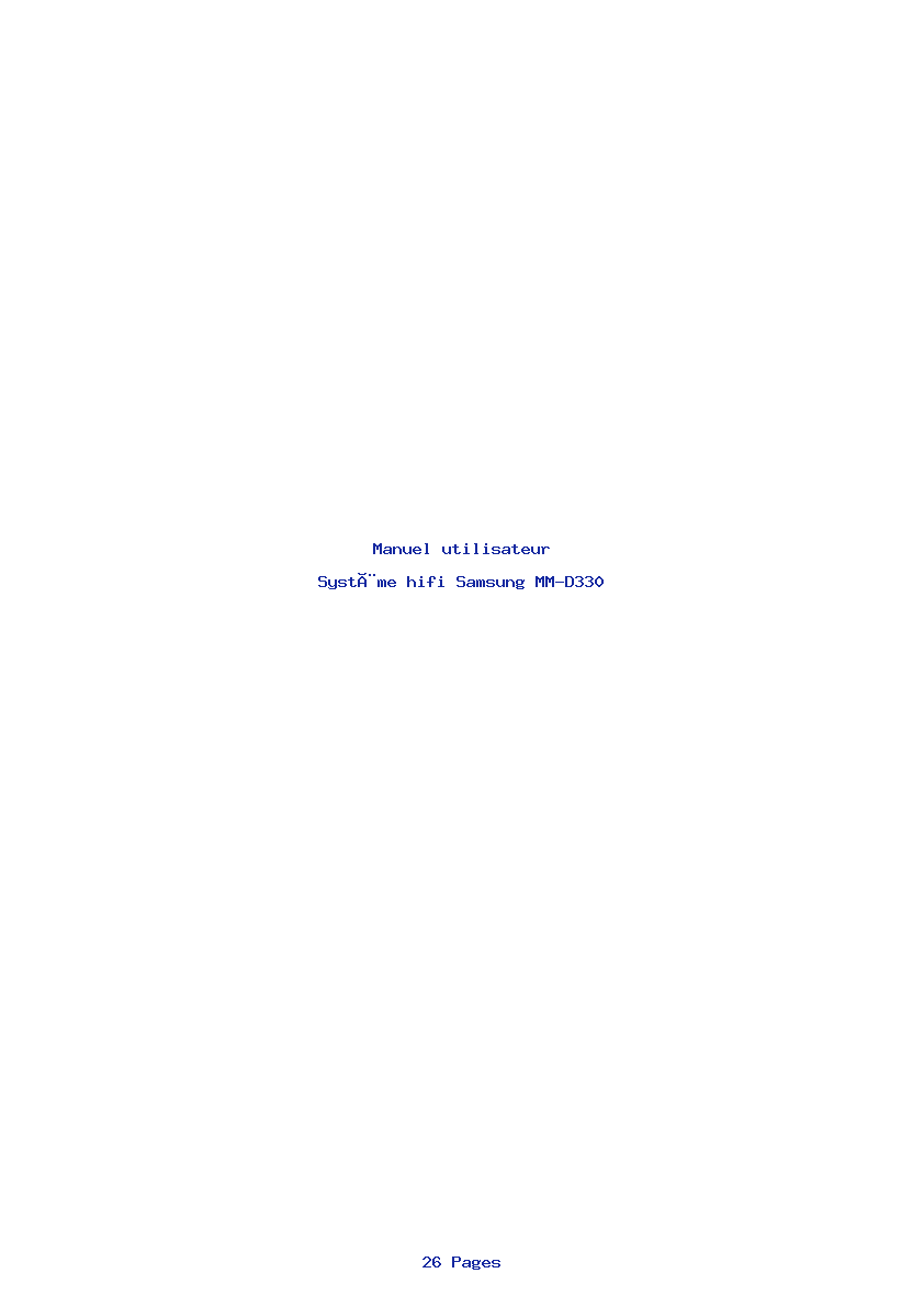 Page 1 de la notice Manuel utilisateur Samsung MM-D330