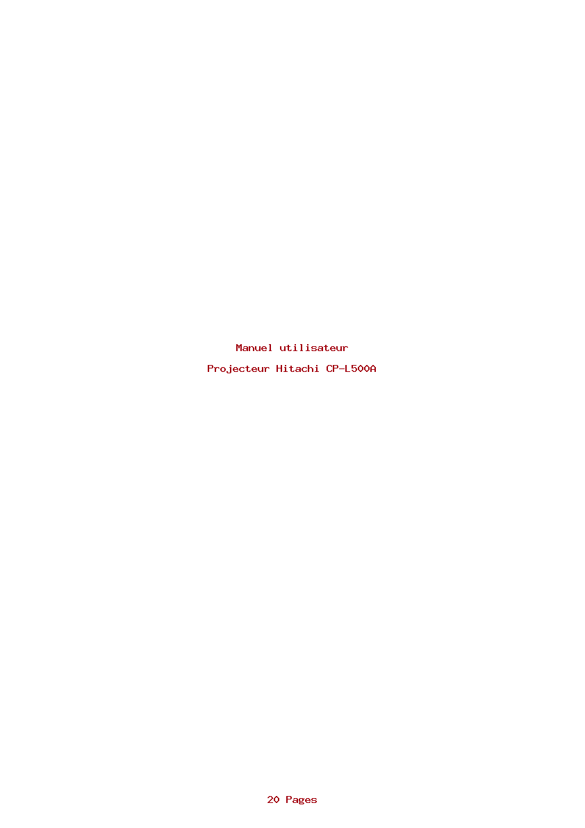 Page 1 de la notice Manuel utilisateur Hitachi CP-L500A