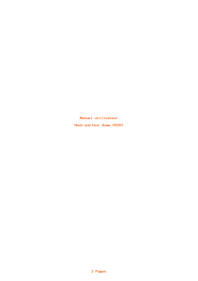 Page 1 de la notice Manuel utilisateur Acme CH303