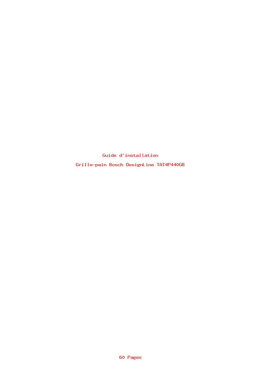 Page 1 de la notice Guide d'installation Bosch DesignLine TAT4P440GB