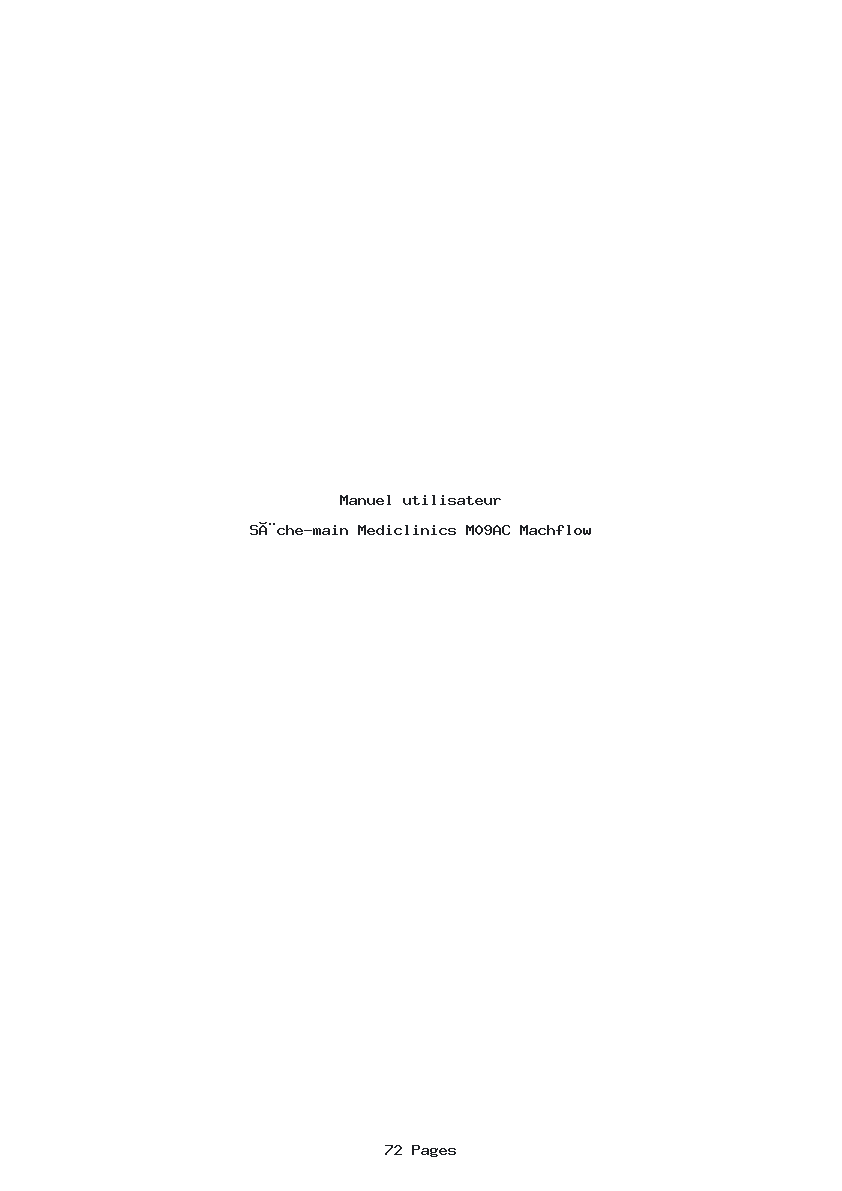 Page 1 de la notice Manuel utilisateur Mediclinics M09AC Machflow