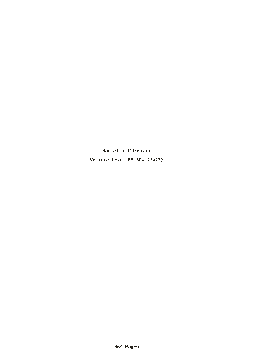 Page 1 de la notice Manuel utilisateur Lexus ES 350 (2023)
